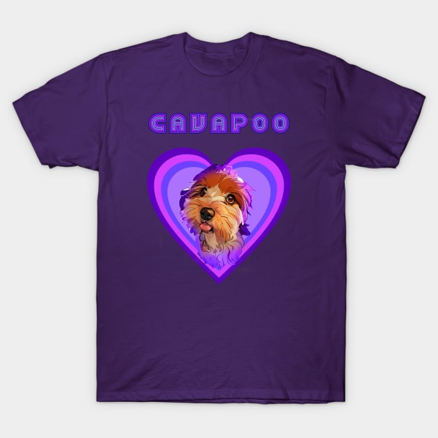 Cavapoo love (Purple rain) T-Shirt by Bassivus